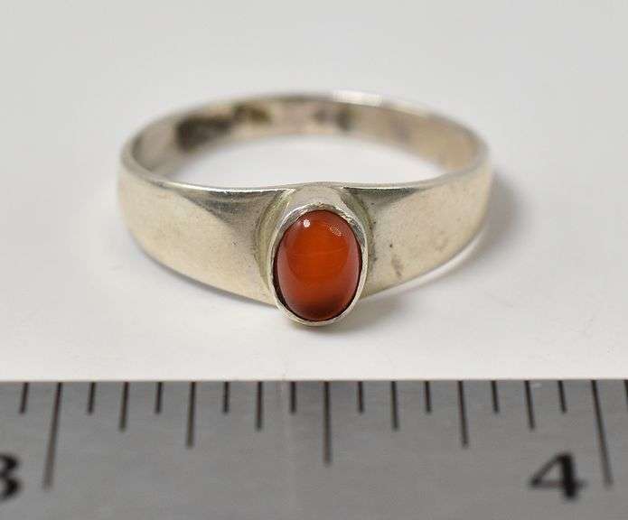 Carnelian Gemstone Ring in Sterling Silver