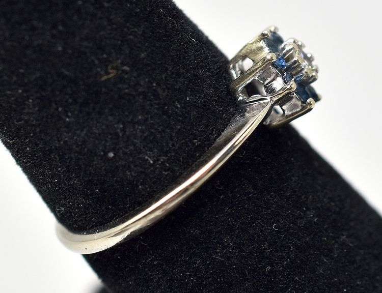 Lavish Diamond and Sapphire Ring in 10K White Gold