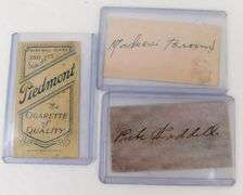 3 Vintage Cigarette Reprint Baseball Cards, 2 Autographs