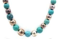 Turquoise and silver beaded necklace