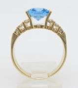 Blue Topaz & Diamond Ring in 14k Yellow Gold
