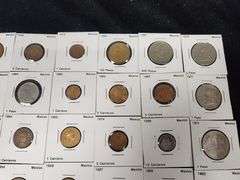 Lot Of 65 Coins From Mexico In Cardboard Holders