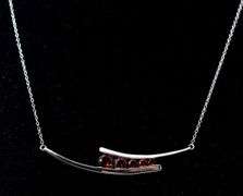 Red Garnet Gemstone Pendant Necklace in Sterling Silver