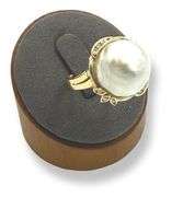 Gorgeous Yellow Gold Semi Baroque Southsea Pearl with Diamond Ring
