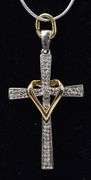 Diamond Cross Pendant Necklace in Sterling Silver with 14K Yellow Gold Plating