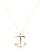 14kt Yellow gold diamond accent Anchor pendant on chain