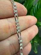 Sterling Silver Diamond-Cut Figaro Link Chain 3.9mm Solid 925 Italy Bracelet 8" inch