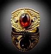 Stylish 14K Byzantine-Style Garnet Ring