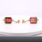 Tourmaline & Diamond Drop Earrings