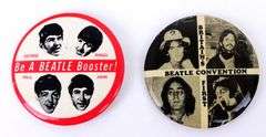 2 Vintage The Beatles Large Pin Backs