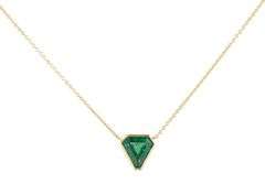 1.75ct Shield Cut Emerald Bezel Cut Solitaire Pendant Necklace in 18K