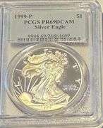 1999 P PCGS Proof 69 Deep Cameo Silver Eagle