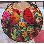 Red Bird Cardinal Stained Glass Suncatcher