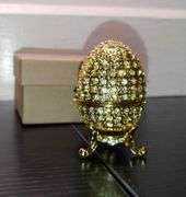 Jewelry Egg with Rhinestones Trinket Box