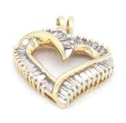Sparkling 14K YG Heart Pendant with Baguette Diamonds