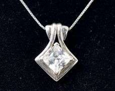 CZ Gemstone Pendant Necklace in Sterling Silver