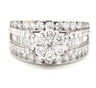 14kt White gold 1.75ctw cluster diamond ring