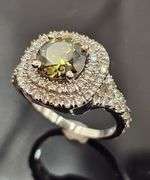 Dazzling 3.5 Ct  Golden Amber Green Lab Diamond Ring