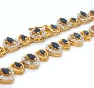 Enamoring 15.00CTW Marquise-Cut Blue Sapphire & 5.00CTW Diamonds Necklace in 14K Yellow Gold Over 92