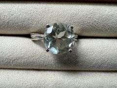 Sterling Silver Green Amethyst Gemstone Ring Size 7