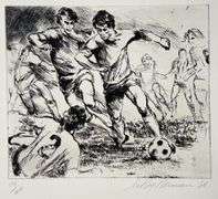 Highly Collectible LeRoy Neiman Signed Soccer Etching 1980