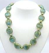 Satin glass bead and pearl necklace