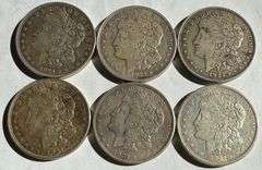 6 Circulated 1921 P D Morgan Dollars