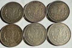 6 Circulated 1921 P D Morgan Dollars