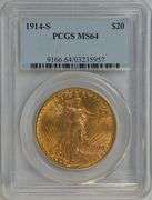 Great-looking nearly Gem BU 1914-S St. Gaudens $20 Gold Piece. PCGS MS64