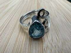 Sterling Silver Blue Topaz Gemstone Ring Size 6