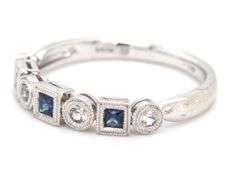Contemporary 14K WG Blue & White Sapphire Band