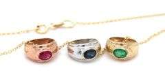 14kt Yellow gold set of 3 mini bezel set stone ring charms