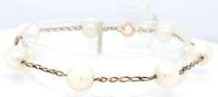 14kt Yellow gold white fresh water pearl bracelet