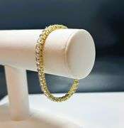 14 Kt Yellow Gold Plated VVs1 37 Individual Princess Cut Lab Simulated Diamond Tennis Bracelet.