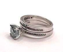 Large 3.7 Ct VVs1 Lab Simulated Diamond 2 Band Engagement Ring Set
