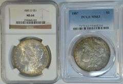 Choice and near Gem BU 1885-O (NGC MS64) and 1887 (PCGS MS63)