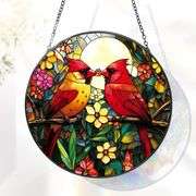 Red Bird Cardinal Stained Glass Suncatcher