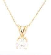 14kt Yellow gold Moissanite solitaire pendant on chain