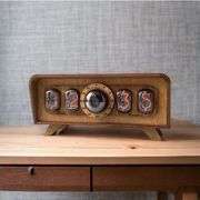 Handmade Wooden Tube Clock with Warm Glow