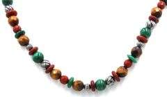 Multi color gemstone necklace with silver clasp