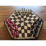 Three-Player Wooden Chess Set