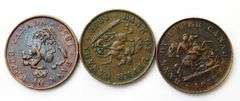 3 - 1852 Bank of Upper Canada Half Penny Bank Tokens