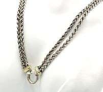 David Yurman double wheat chain necklace with circle pendant