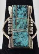 Antonio Yazzie Turquoise Inlay Ring in Sterling Silver