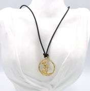 18kt Yellow gold Zodiac Aquaros diamond pendant on black cord necklace