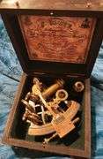 Functional Brass Nautical Sextant with Hardwood Box