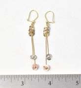 Dazzling Dangle Earrings 14K Tri-Color Gold