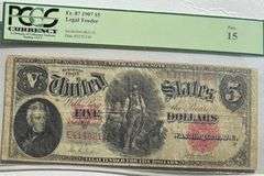 $5 1907 Axeman US Note PCGS Fine 15