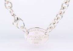 Tiffany & Co Oval Tag Necklace in Sterling Silver