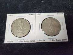 Lot of 50 Russian Coin In Cardboard Holders